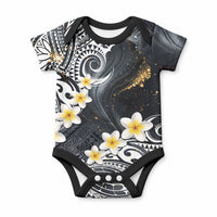 Polynesian Tribal Tattoo Baby Onesie Plumeria Black Gold Marble Pattern LT9 Black - Polynesian Pride