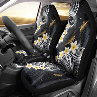 Polynesian Tribal Tattoo Car Seat Cover Plumeria Black Gold Marble Pattern