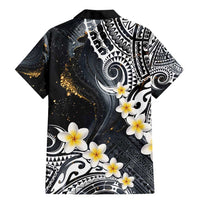 Polynesian Tribal Tattoo Family Matching Mermaid Dress and Hawaiian Shirt Plumeria Black Gold Marble Pattern LT9 - Polynesian Pride