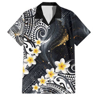 Polynesian Tribal Tattoo Family Matching Tank Maxi Dress and Hawaiian Shirt Plumeria Black Gold Marble Pattern LT9 Dad's Shirt - Short Sleeve Black - Polynesian Pride