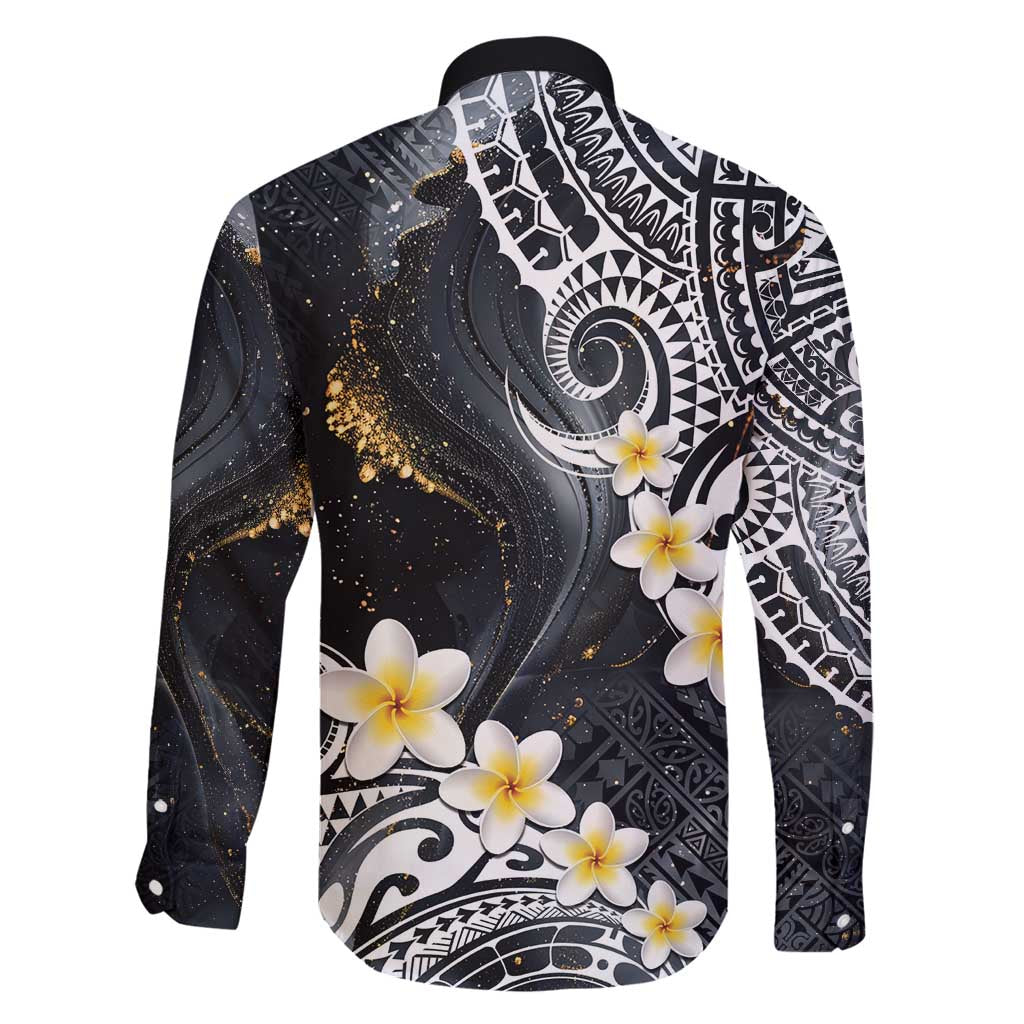 Polynesian Tribal Tattoo Family Matching Tank Maxi Dress and Hawaiian Shirt Plumeria Black Gold Marble Pattern LT9 - Polynesian Pride