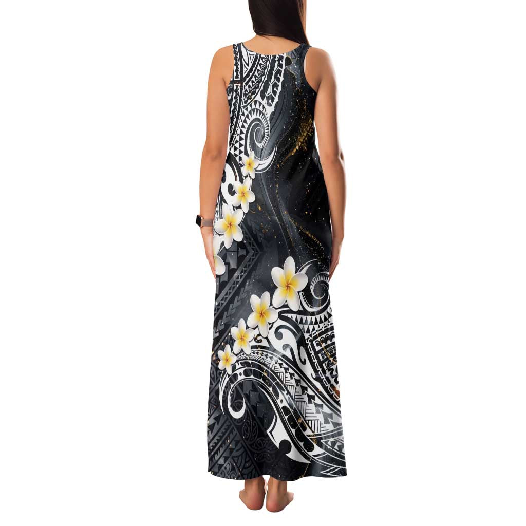 Polynesian Tribal Tattoo Family Matching Tank Maxi Dress and Hawaiian Shirt Plumeria Black Gold Marble Pattern LT9 - Polynesian Pride