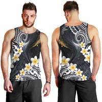 Polynesian Tribal Tattoo Men Tank Top Plumeria Black Gold Marble Pattern