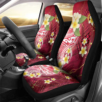 Polynesian Tribal Tattoo Car Seat Cover Plumeria Blood Red and Gold Marble Pattern