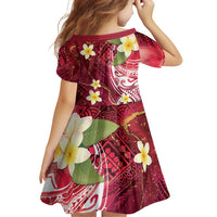 Polynesian Tribal Tattoo Family Matching Off Shoulder Short Dress and Hawaiian Shirt Plumeria Blood Red and Gold Marble Pattern LT9 - Polynesian Pride