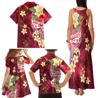 Polynesian Tribal Tattoo Family Matching Tank Maxi Dress and Hawaiian Shirt Plumeria Blood Red and Gold Marble Pattern LT9 - Polynesian Pride