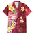 Polynesian Tribal Tattoo Hawaiian Shirt Plumeria Blood Red and Gold Marble Pattern