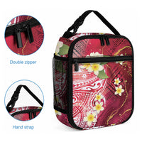 Polynesian Tribal Tattoo Lunch Bag Plumeria Blood Red and Gold Marble Pattern LT9 - Polynesian Pride