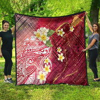 Polynesian Tribal Tattoo Quilt Plumeria Blood Red and Gold Marble Pattern LT9 - Polynesian Pride