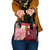 Polynesian Tribal Tattoo Shoulder Handbag Plumeria Blood Red and Gold Marble Pattern