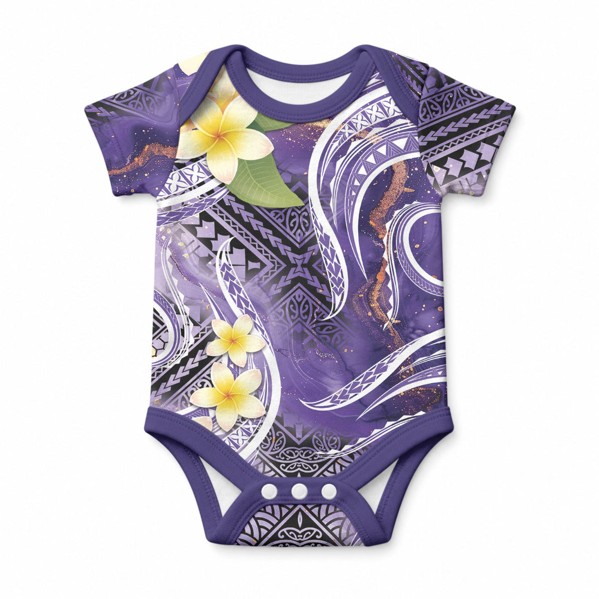 Polynesian Tribal Tattoo Baby Onesie Plumeria Purple Marble Pattern LT9 Purple - Polynesian Pride