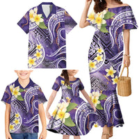 Polynesian Tribal Tattoo Family Matching Mermaid Dress and Hawaiian Shirt Plumeria Purple Marble Pattern LT9 - Polynesian Pride