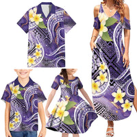 Polynesian Tribal Tattoo Family Matching Summer Maxi Dress and Hawaiian Shirt Plumeria Purple Marble Pattern LT9 - Polynesian Pride
