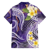 Polynesian Tribal Tattoo Family Matching Tank Maxi Dress and Hawaiian Shirt Plumeria Purple Marble Pattern LT9 - Polynesian Pride