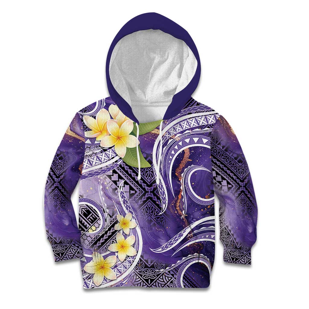 Polynesian Tribal Tattoo Kid Hoodie Plumeria Purple Marble Pattern LT9 Hoodie Purple - Polynesian Pride