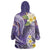 Polynesian Tribal Tattoo Wearable Blanket Hoodie Plumeria Purple Marble Pattern