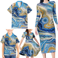 Polynesian Tribal Tattoo Family Matching Long Sleeve Bodycon Dress and Hawaiian Shirt Swirling Ocean Marble Pattern LT9 - Polynesian Pride