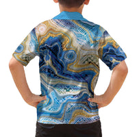 Polynesian Tribal Tattoo Family Matching Off The Shoulder Long Sleeve Dress and Hawaiian Shirt Swirling Ocean Marble Pattern LT9 - Polynesian Pride