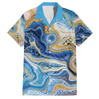 Polynesian Tribal Tattoo Family Matching Off The Shoulder Long Sleeve Dress and Hawaiian Shirt Swirling Ocean Marble Pattern LT9 - Polynesian Pride