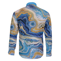 Polynesian Tribal Tattoo Family Matching Off The Shoulder Long Sleeve Dress and Hawaiian Shirt Swirling Ocean Marble Pattern LT9 - Polynesian Pride
