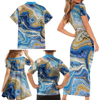 Polynesian Tribal Tattoo Family Matching Short Sleeve Bodycon Dress and Hawaiian Shirt Swirling Ocean Marble Pattern LT9 - Polynesian Pride