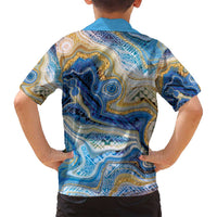 Polynesian Tribal Tattoo Family Matching Summer Maxi Dress and Hawaiian Shirt Swirling Ocean Marble Pattern