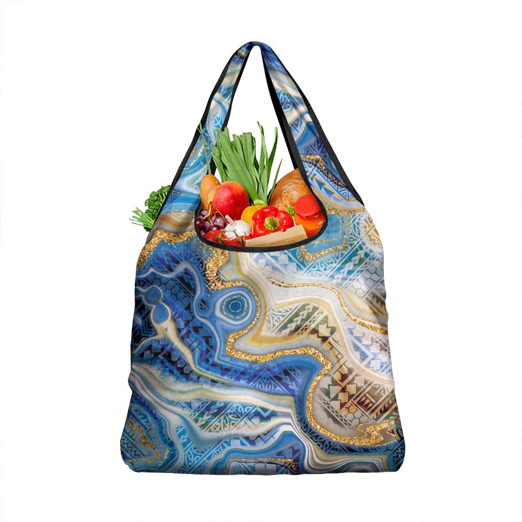 Polynesian Tribal Tattoo Grocery Bag Swirling Ocean Marble Pattern LT9 1-pack One Size Ocean - Polynesian Pride