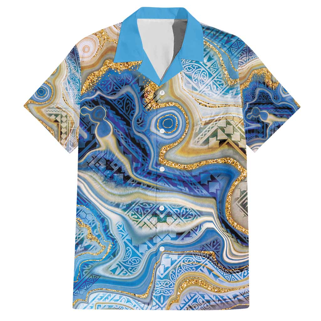 Polynesian Tribal Tattoo Hawaiian Shirt Swirling Ocean Marble Pattern