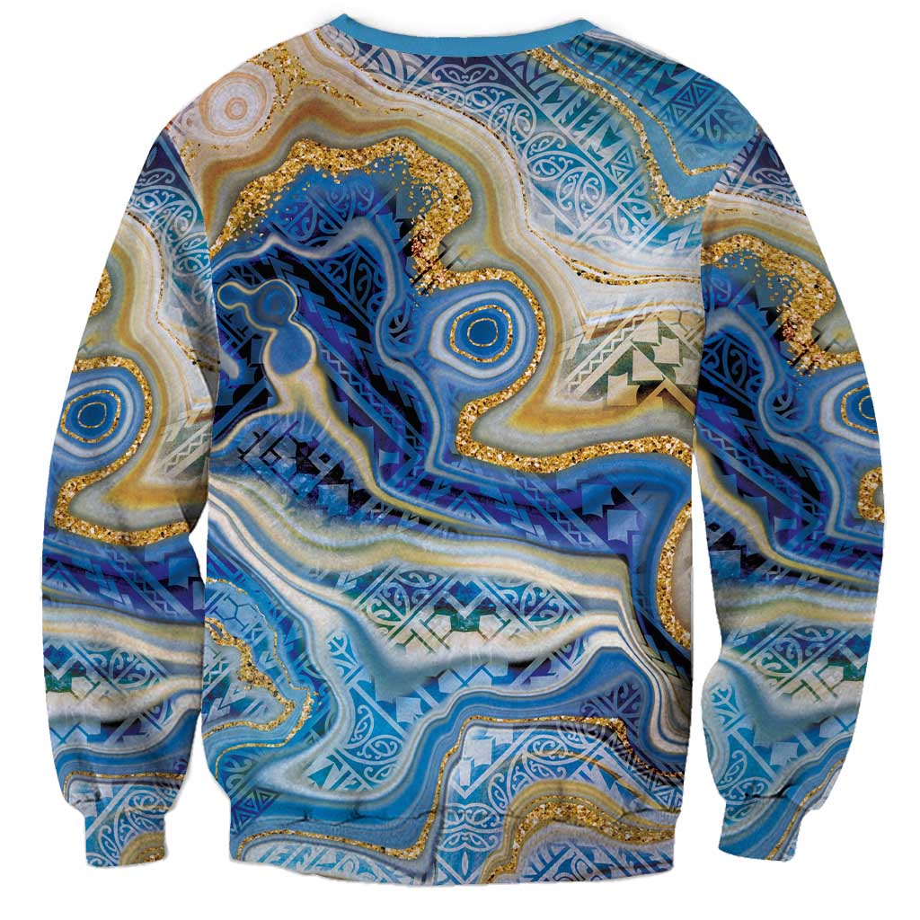 Polynesian Tribal Tattoo Sweatshirt Swirling Ocean Marble Pattern