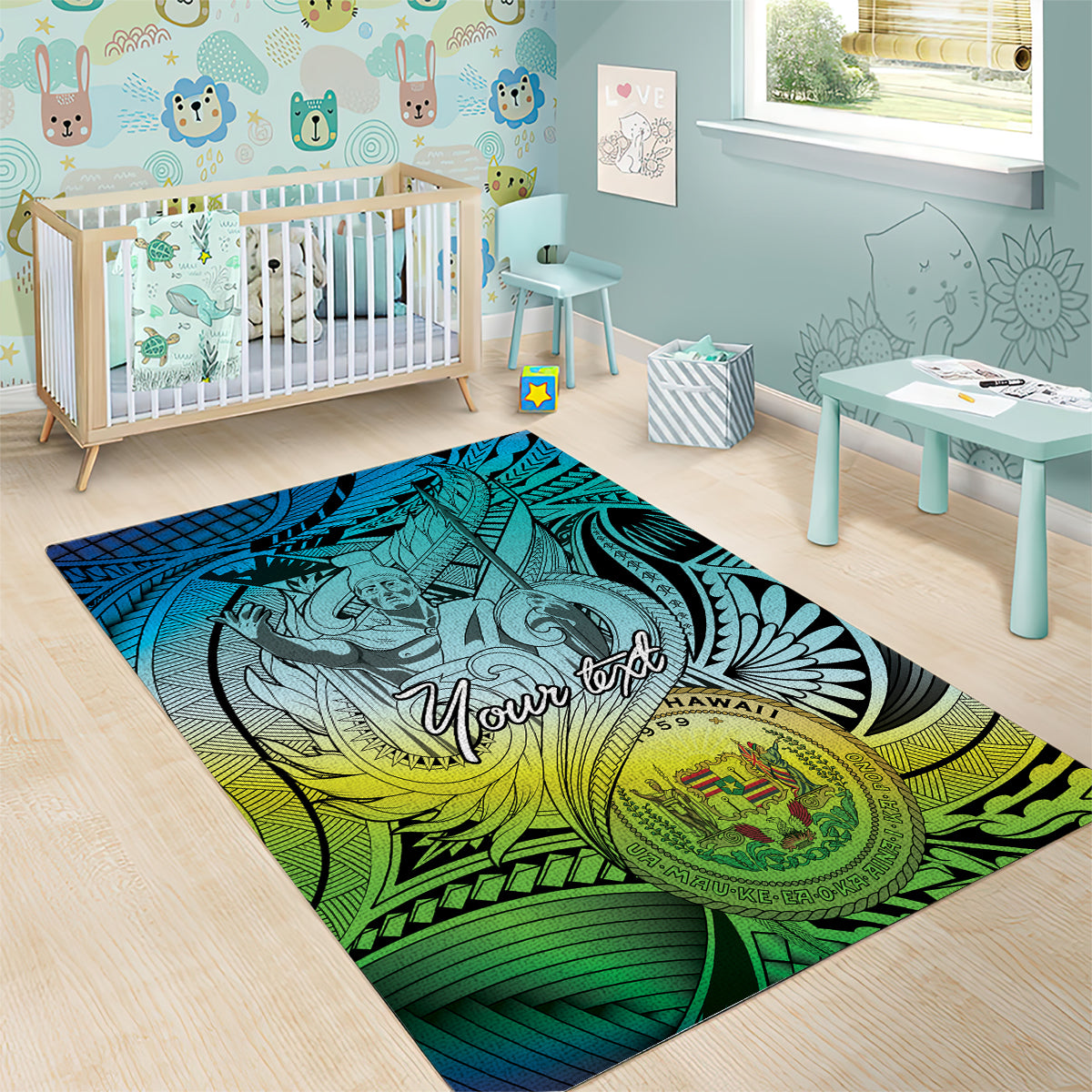 Personalised Aloha King Kamehameha Spirits Area Rug Art Special LT9 - Polynesian Pride