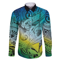 Personalised Aloha King Kamehameha Spirits Family Matching Summer Maxi Dress and Hawaiian Shirt Art Special LT9 Dad's Shirt - Long Sleeve Art - Polynesian Pride
