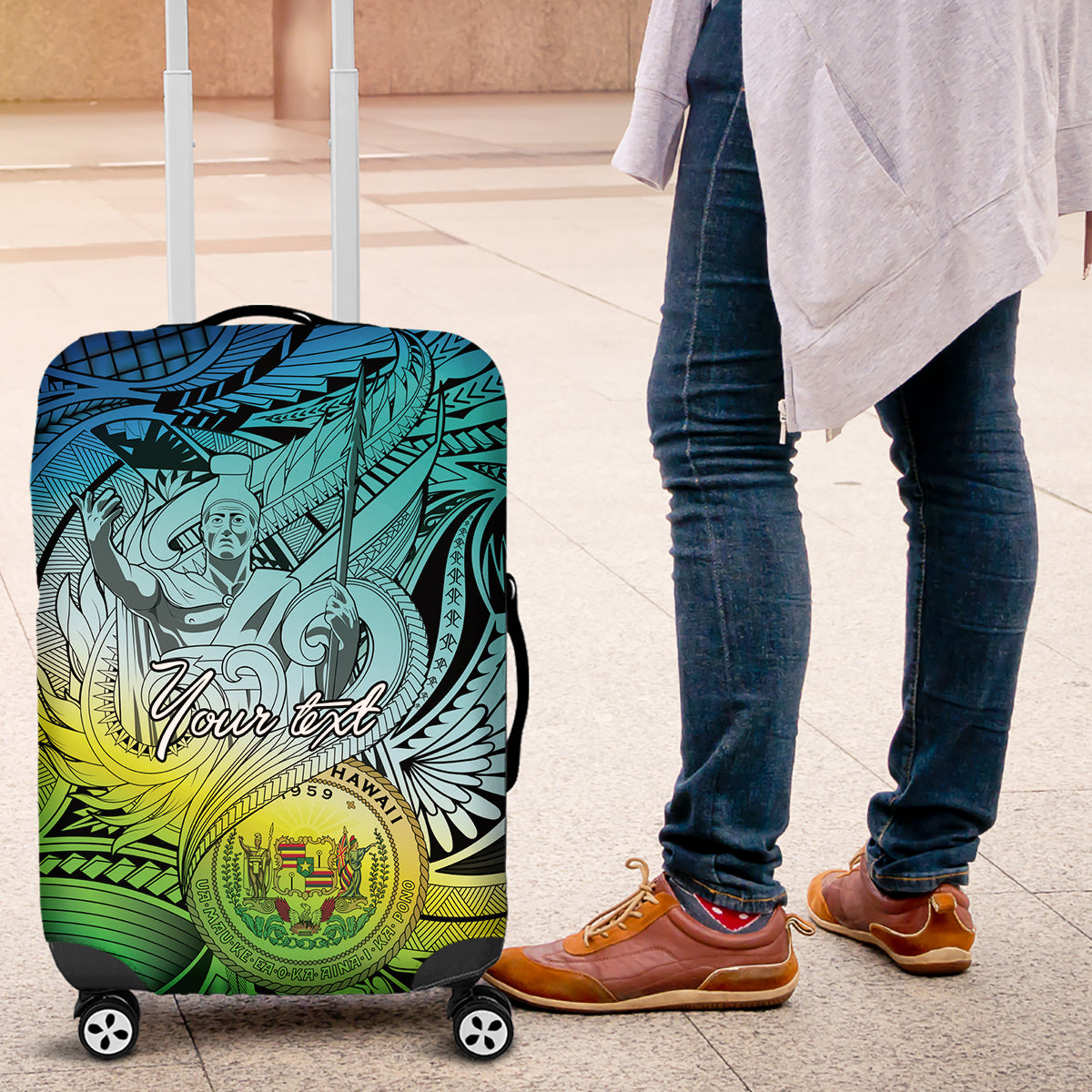 Personalised Aloha King Kamehameha Spirits Luggage Cover Art Special LT9 Art - Polynesian Pride