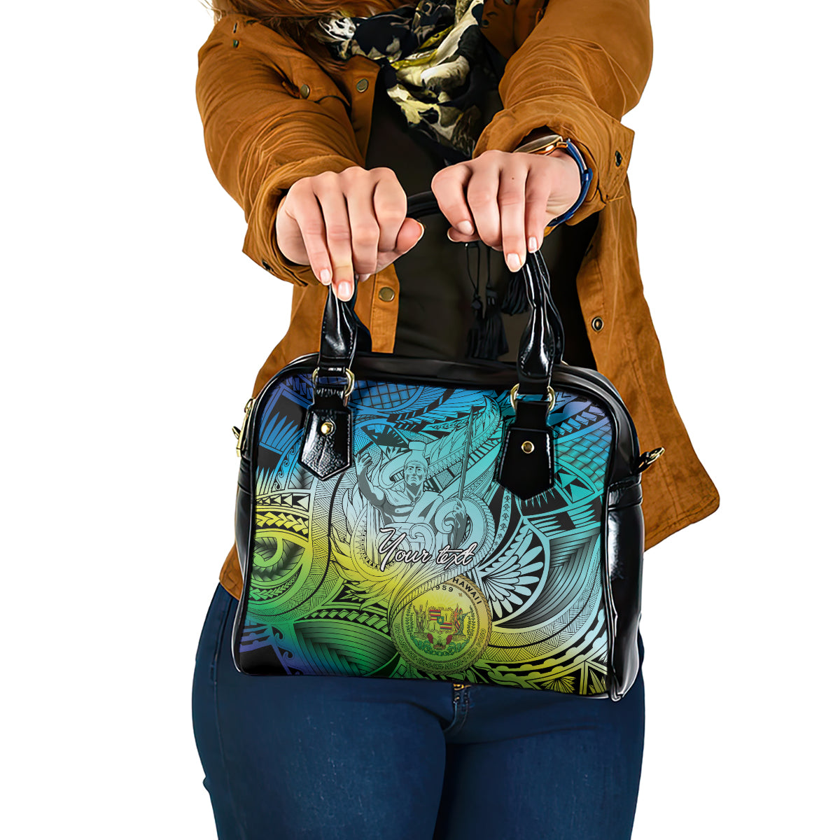 Personalised Aloha King Kamehameha Spirits Shoulder Handbag Art Special LT9 One Size Art - Polynesian Pride