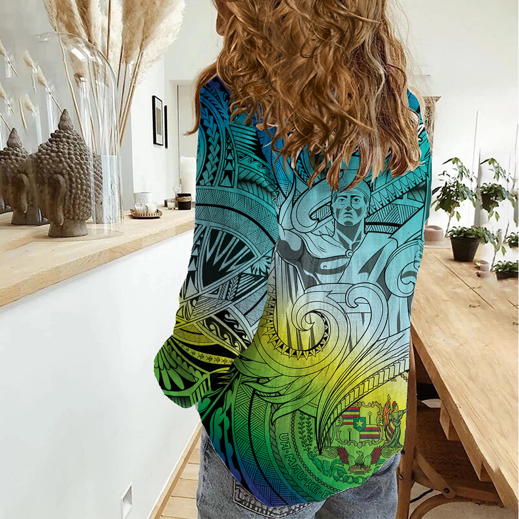 Personalised Aloha King Kamehameha Spirits Women Casual Shirt Art Special LT9 - Polynesian Pride