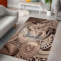Personalised Aloha King Kamehameha Spirits Area Rug Beige Special LT9 - Polynesian Pride