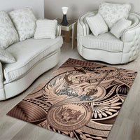 Personalised Aloha King Kamehameha Spirits Area Rug Beige Special LT9 - Polynesian Pride
