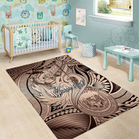 Personalised Aloha King Kamehameha Spirits Area Rug Beige Special LT9 - Polynesian Pride