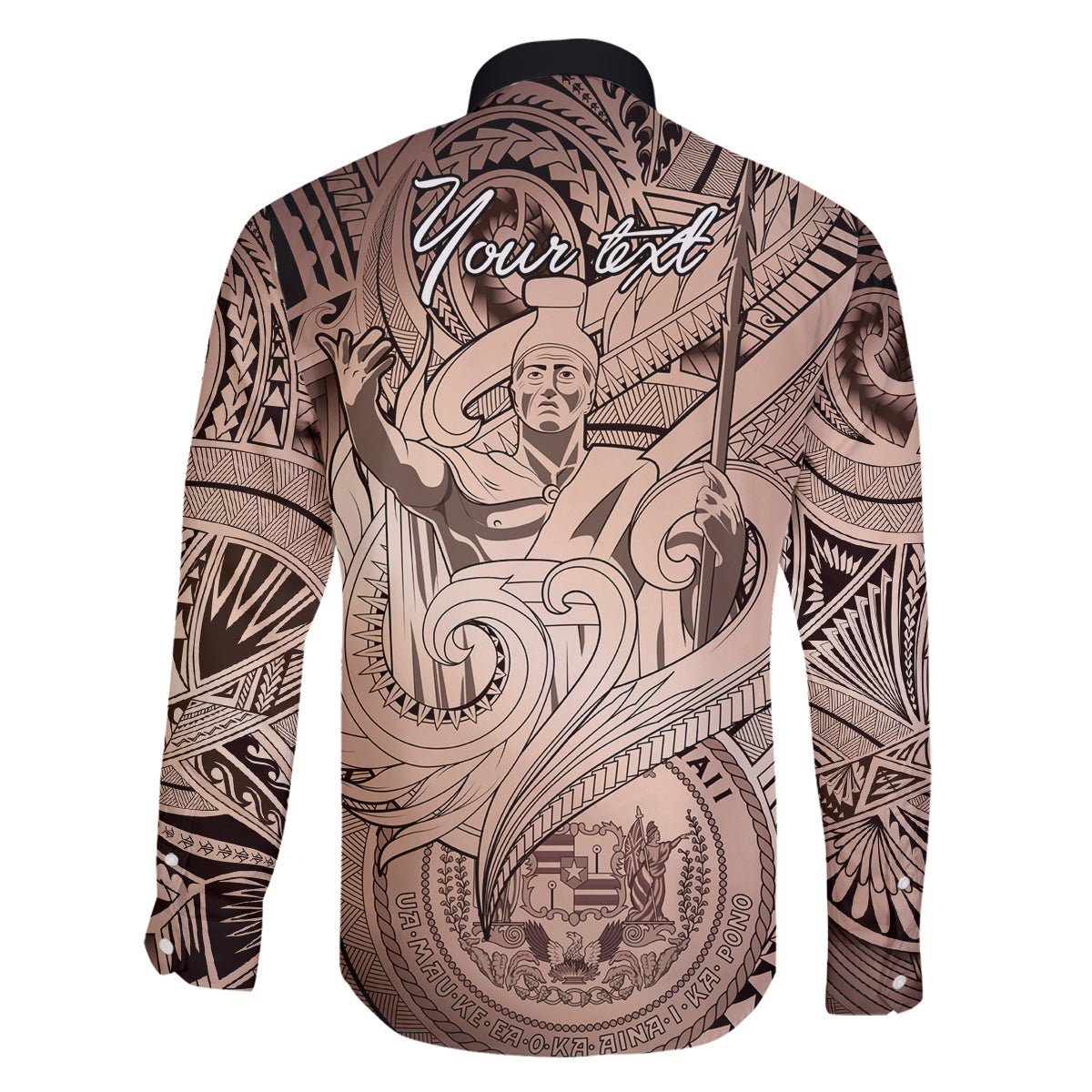 Personalised Aloha King Kamehameha Spirits Family Matching Off Shoulder Long Sleeve Dress and Hawaiian Shirt Beige Special LT9 - Polynesian Pride