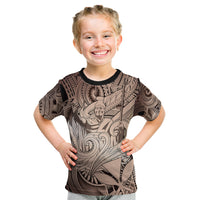 Personalised Aloha King Kamehameha Spirits Kid T Shirt Beige Special LT9 Beige - Polynesian Pride