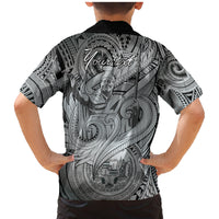 Personalised Aloha King Kamehameha Spirits Family Matching Mermaid Dress and Hawaiian Shirt Grey Special LT9 - Polynesian Pride