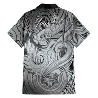 Personalised Aloha King Kamehameha Spirits Family Matching Off Shoulder Long Sleeve Dress and Hawaiian Shirt Grey Special LT9 - Polynesian Pride