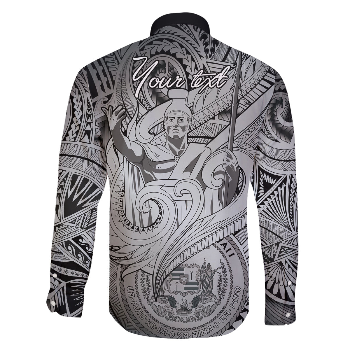 Personalised Aloha King Kamehameha Spirits Family Matching Off Shoulder Maxi Dress and Hawaiian Shirt Grey Special LT9 - Polynesian Pride
