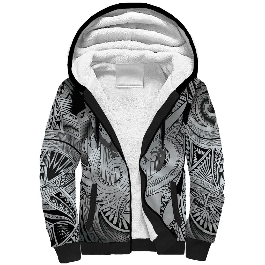 Personalised Aloha King Kamehameha Spirits Sherpa Hoodie Grey Special LT9 Unisex Grey - Polynesian Pride