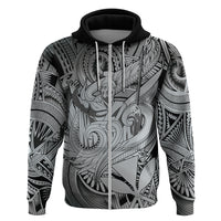 Personalised Aloha King Kamehameha Spirits Zip Hoodie Grey Special LT9 Zip Hoodie Grey - Polynesian Pride