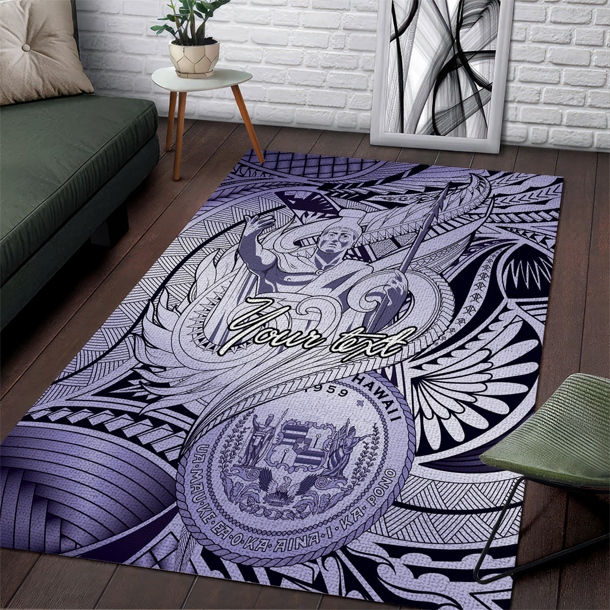 Personalised Aloha King Kamehameha Spirits Area Rug Violet Special LT9 Violet - Polynesian Pride