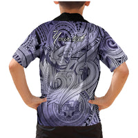 Personalised Aloha King Kamehameha Spirits Family Matching Mermaid Dress and Hawaiian Shirt Violet Special LT9 - Polynesian Pride
