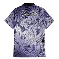 Personalised Aloha King Kamehameha Spirits Family Matching Mermaid Dress and Hawaiian Shirt Violet Special LT9 - Polynesian Pride
