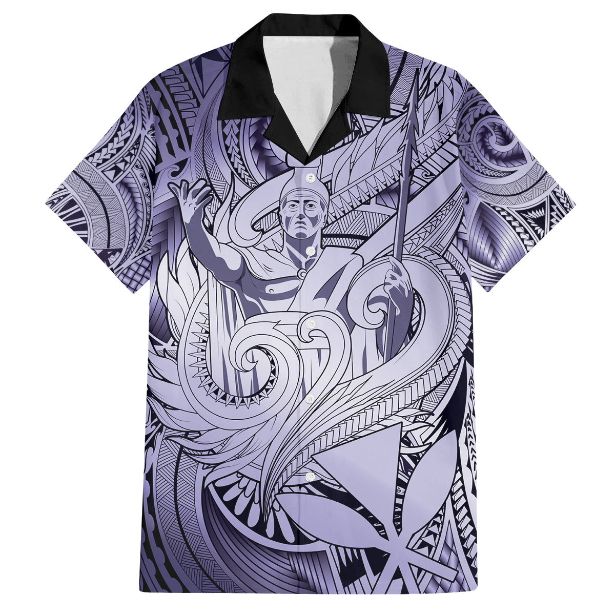 Personalised Aloha King Kamehameha Spirits Family Matching Off Shoulder Long Sleeve Dress and Hawaiian Shirt Violet Special LT9 Dad's Shirt - Short Sleeve Violet - Polynesian Pride