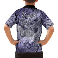 Personalised Aloha King Kamehameha Spirits Family Matching Off Shoulder Short Dress and Hawaiian Shirt Violet Special LT9 - Polynesian Pride