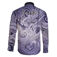 Personalised Aloha King Kamehameha Spirits Family Matching Tank Maxi Dress and Hawaiian Shirt Violet Special LT9 - Polynesian Pride